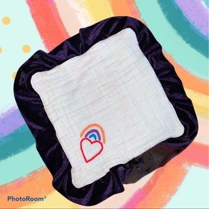 Lovey with hand embroidery and colored backing